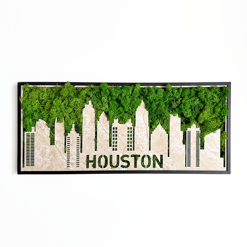 Houston Moss City Silhouette Metal Wall Art