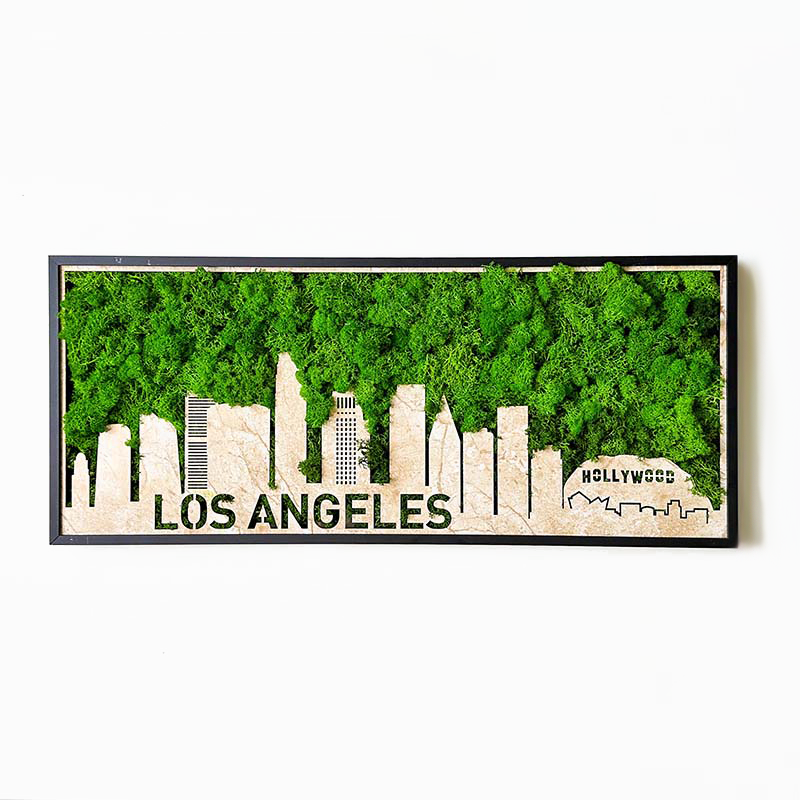 Los Angeles Moss City Silhouette Metal Wall Art