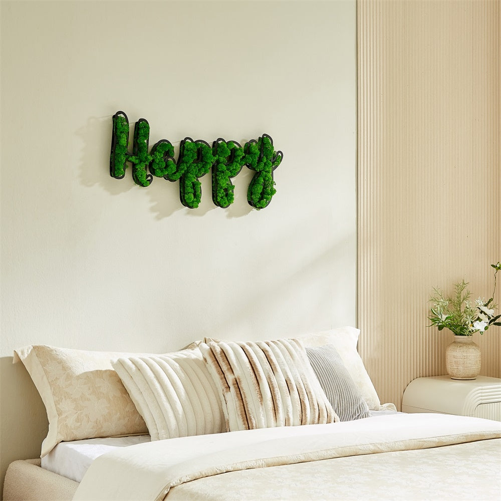 HAPPY Letter Art Moss Wall Decor